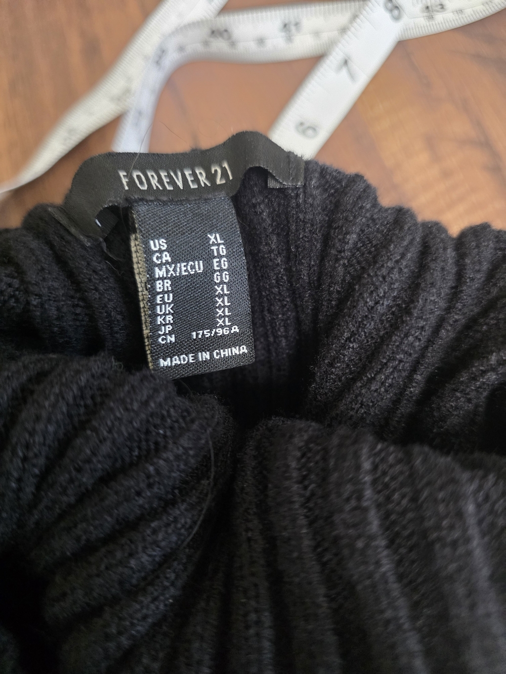 Forever 21 Black Ribbed Turtleneck Sweater Dress XL Long Sleeve Knit Mini - Picture 6 of 6